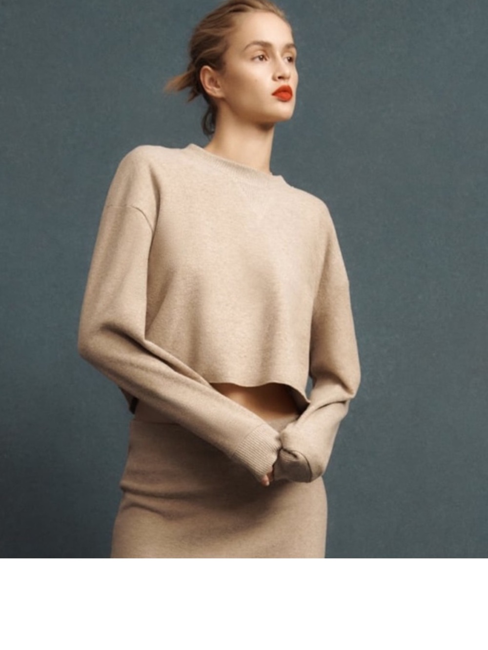 Zara cropped camel / tan light weight sweater